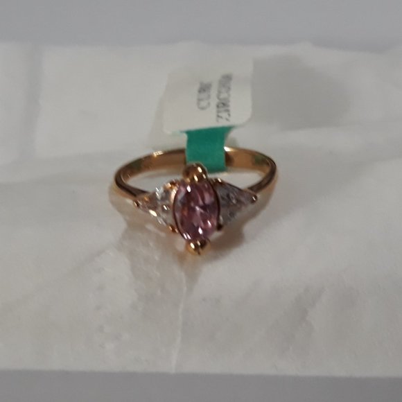 Promise Ring Pink Sapphire Cubic Zirconia October BirthStone 1ct - Picture 8 of 12